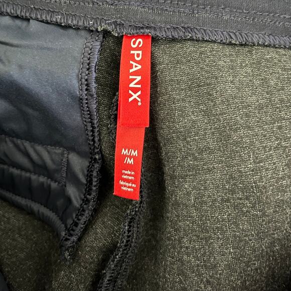 Spanx Wide Leg High Waist Ponte Navy Pin Stripe Career Office Work Pants Medium - Picture 6 of 15